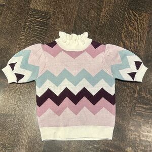 Janie and Jack Chevron Sweater with Ruffled Collar -like new